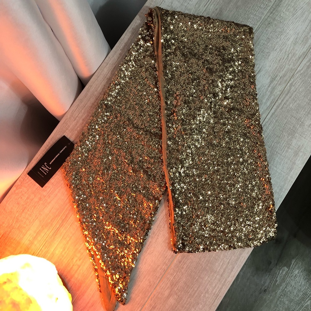 INC women’s gold sparkly scarf - NEW w/ Tag